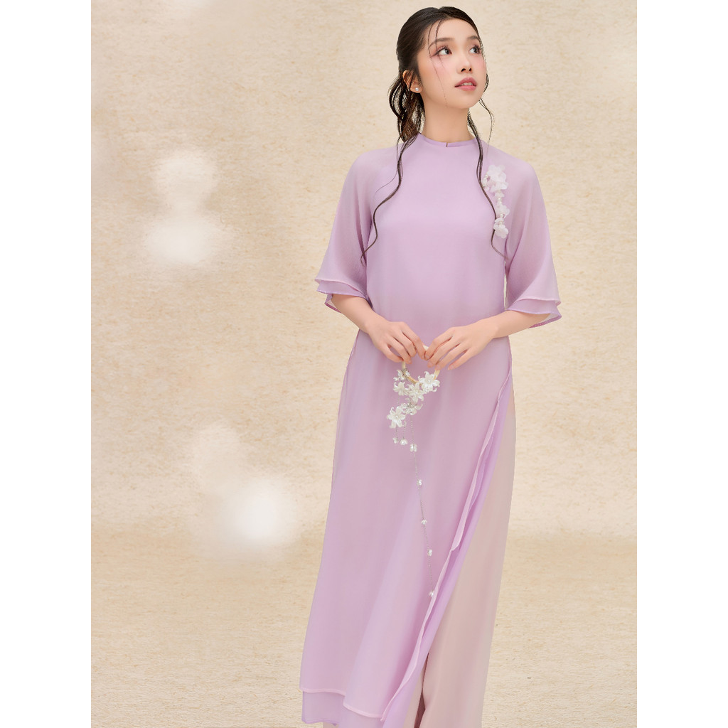 Áo Dài Nữ Tết 4 Tà Form Xuông Xuân Vy Diện Tết Xinh Thiết Kế GUVIE