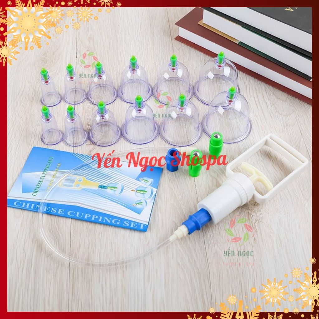 [12 ly] Bộ giác hơi không dùng lửa 12 cốc đủ phụ kiện - Bộ giác hơi 12 ống - GIÁC HƠI 12 LY NHỰA TRO