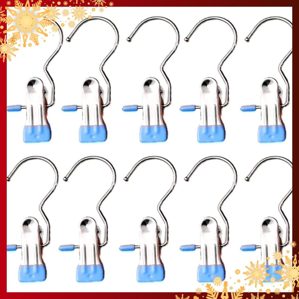 [COMBO 10] MÓC KẸP QUẦN ÁO DƠN - Móc kẹp đơn bằng inox treo Quần Áo- Mũ- Nón -Tất- Vớ-Giày -Dép MA: 