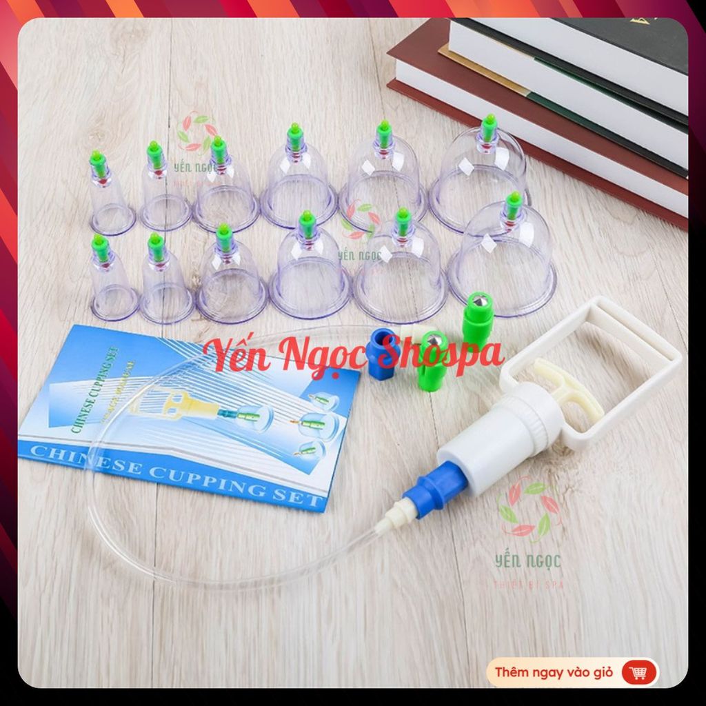 [12 ly] Bộ giác hơi không dùng lửa 12 cốc đủ phụ kiện - Bộ giác hơi 12 ống - GIÁC HƠI 12 LY NHỰA TRO