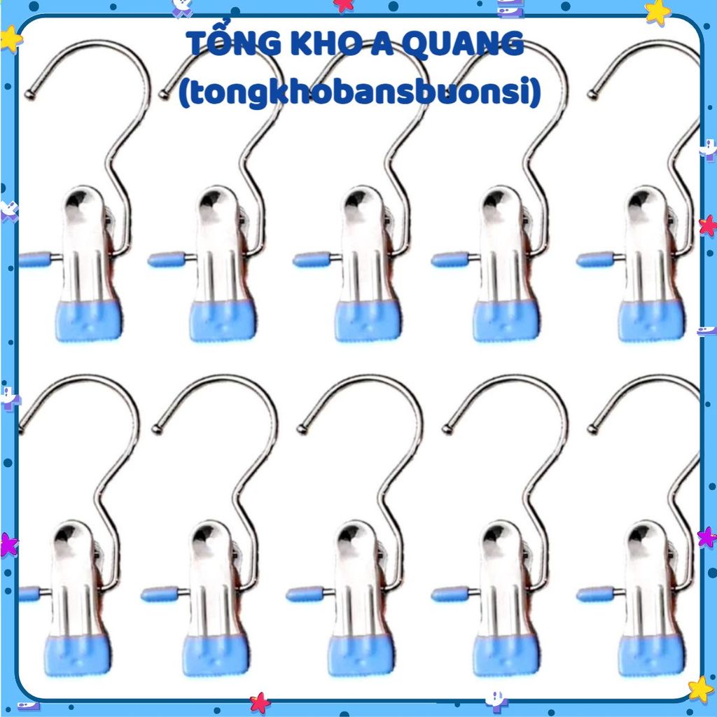 [COMBO 10] MÓC KẸP QUẦN ÁO DƠN - Móc kẹp đơn bằng inox treo Quần Áo- Mũ- Nón -Tất- Vớ-Giày -Dép MA: 