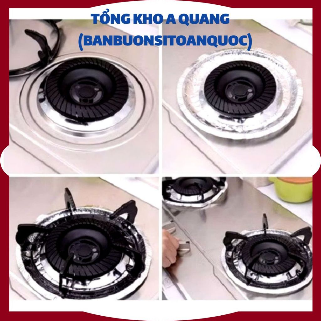 GIẤY BẠC LÓT BẾP HÌNH TRÒN - Set 10 Tấm Lót Bếp Ga Bằng Giấy Bạc Hình Tròn 23cm Dễ Dàng Vệ Sinh Bếp: