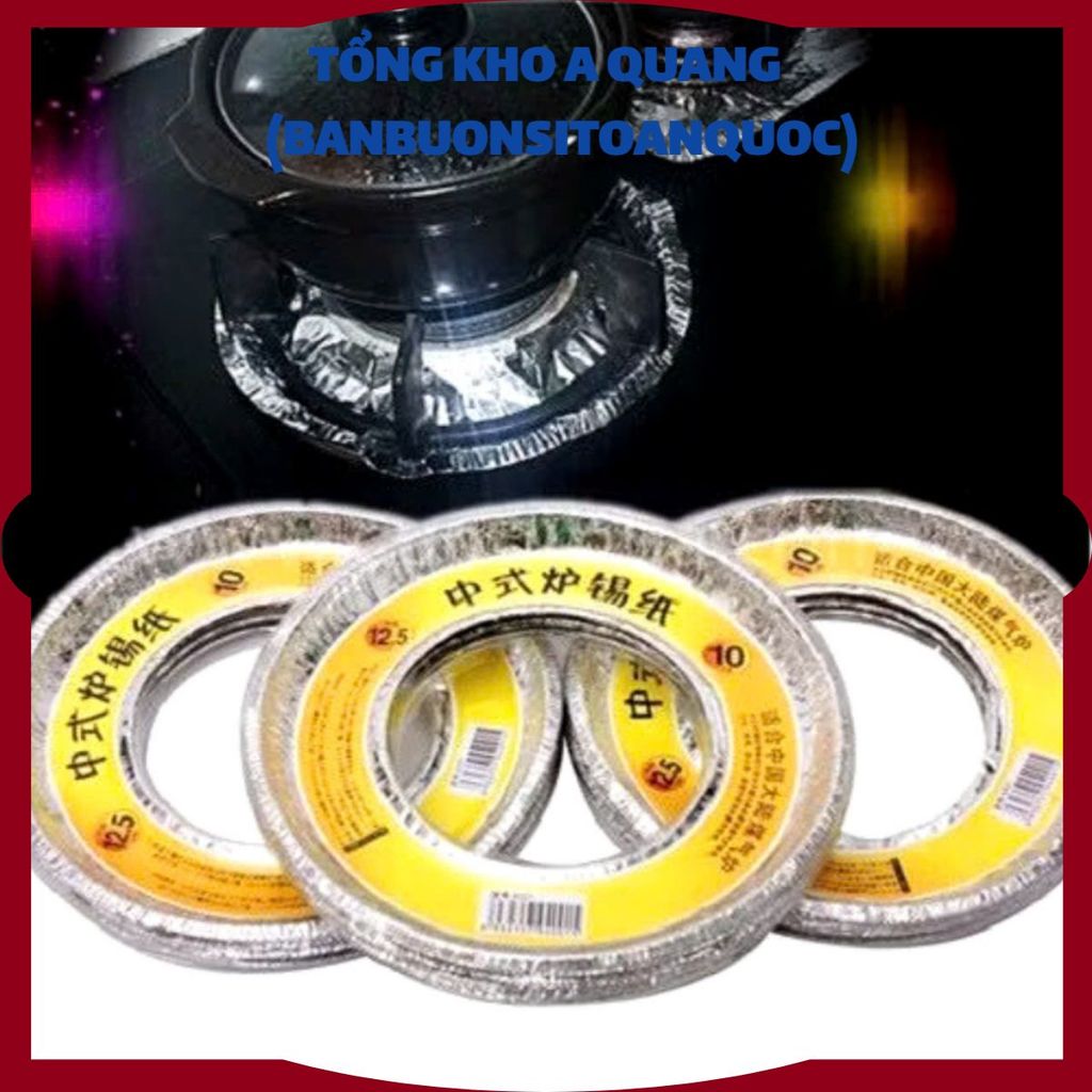 GIẤY BẠC LÓT BẾP HÌNH TRÒN - Set 10 Tấm Lót Bếp Ga Bằng Giấy Bạc Hình Tròn 23cm Dễ Dàng Vệ Sinh Bếp 