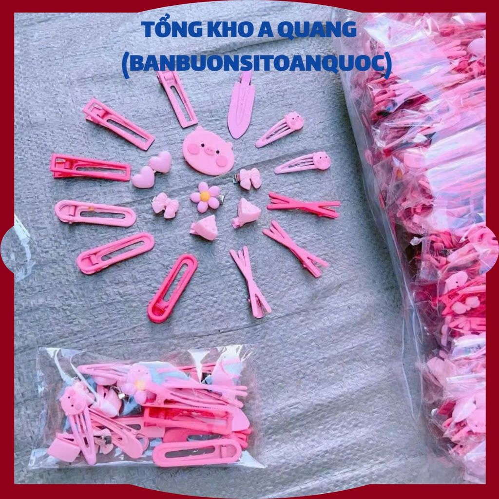 SÉT 50 KẸP TÓC MẪU DÀNH CHO BÉ YÊU BÉ ĐIỆU - Kẹp Tóc Xinh - 50 Kẹp Tóc Màu Hồng Mẫu Hello Kitty