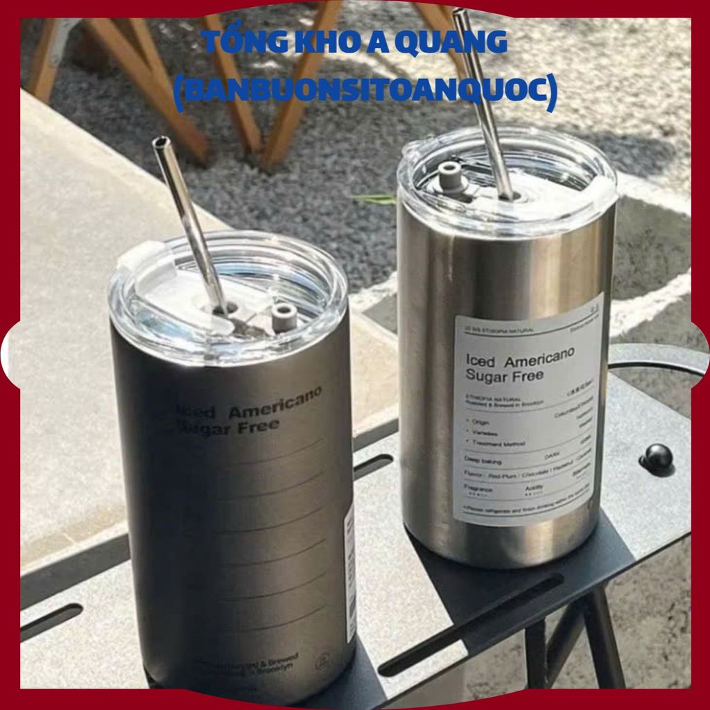 BÌNH NƯỚC LATTE 650ML- Ly Giữ Nhiệt Americano 650ML Inox 304 Kèm Ống Hút- BINHGIUNHIET
