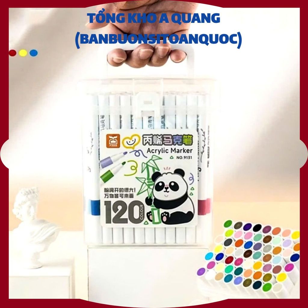 BỘ MÀU GẤU TRÚC 120 CHI TIẾT- Bút Màu Acrylic Marker- Hộp 120 Màu Cao Cấp Vẽ Lên Nhiều Chất Liệu Màu