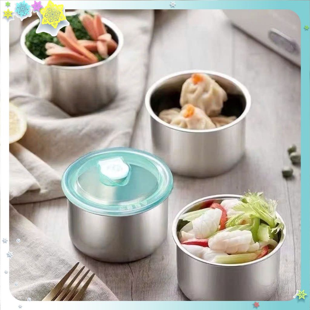 Hộp Đựng Thực Phẩm Tròn Inox 304 Không Gỉ Có Nắp Đậy Bảo Quản Thực Phẩm Tiện Lợi - HỘP ĐỰNG ĐỒ ĂN: H