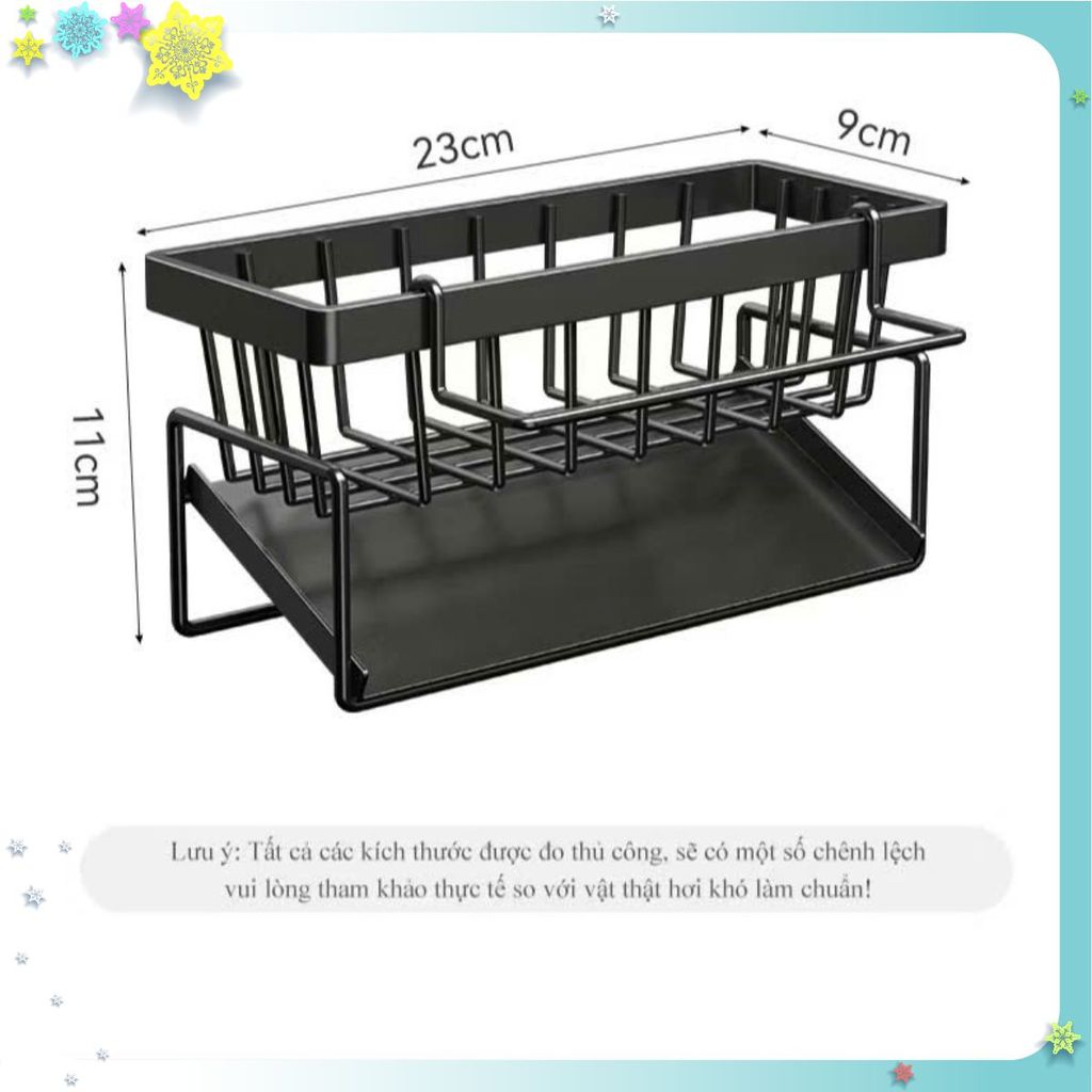 Kệ Đựng Đồ Rửa Chén Bát- Giá Để Giẻ Rửa Chén Trên Bồn Có Khay Hứng Nước Nghiêng - GIÁ ĐỰNG GIẺ RỬA B