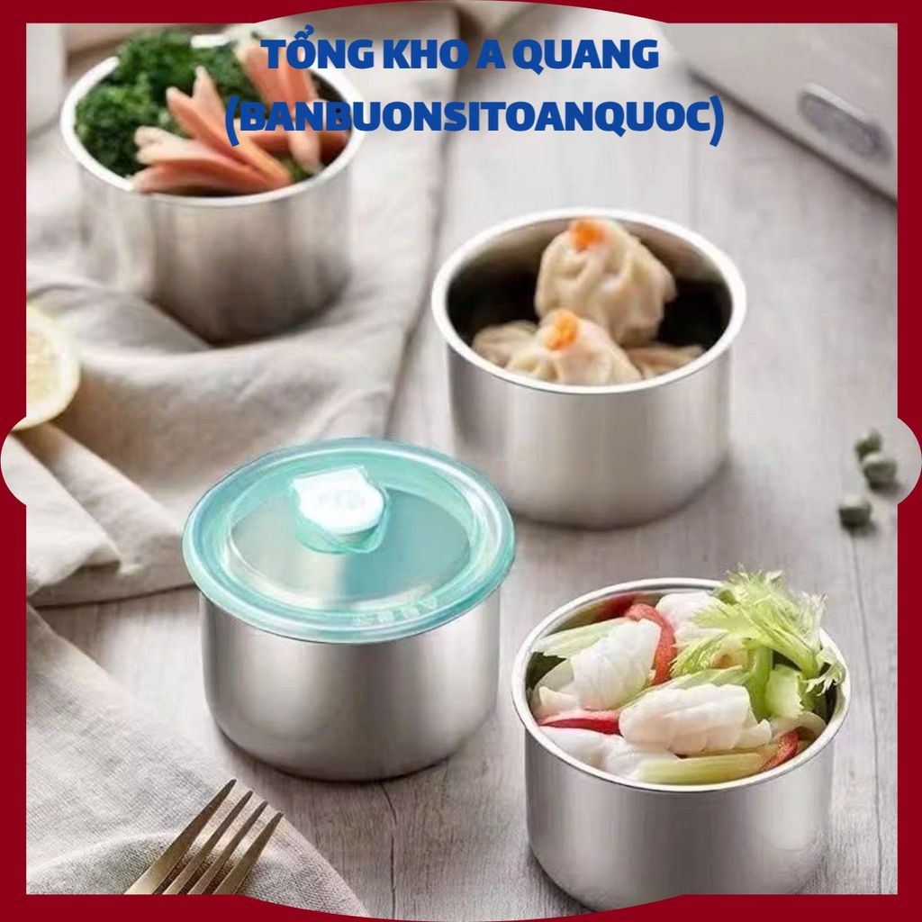 Hộp Đựng Thực Phẩm Tròn Inox 304 Không Gỉ Có Nắp Đậy Bảo Quản Thực Phẩm Tiện Lợi - HỘP ĐỰNG ĐỒ ĂN: H