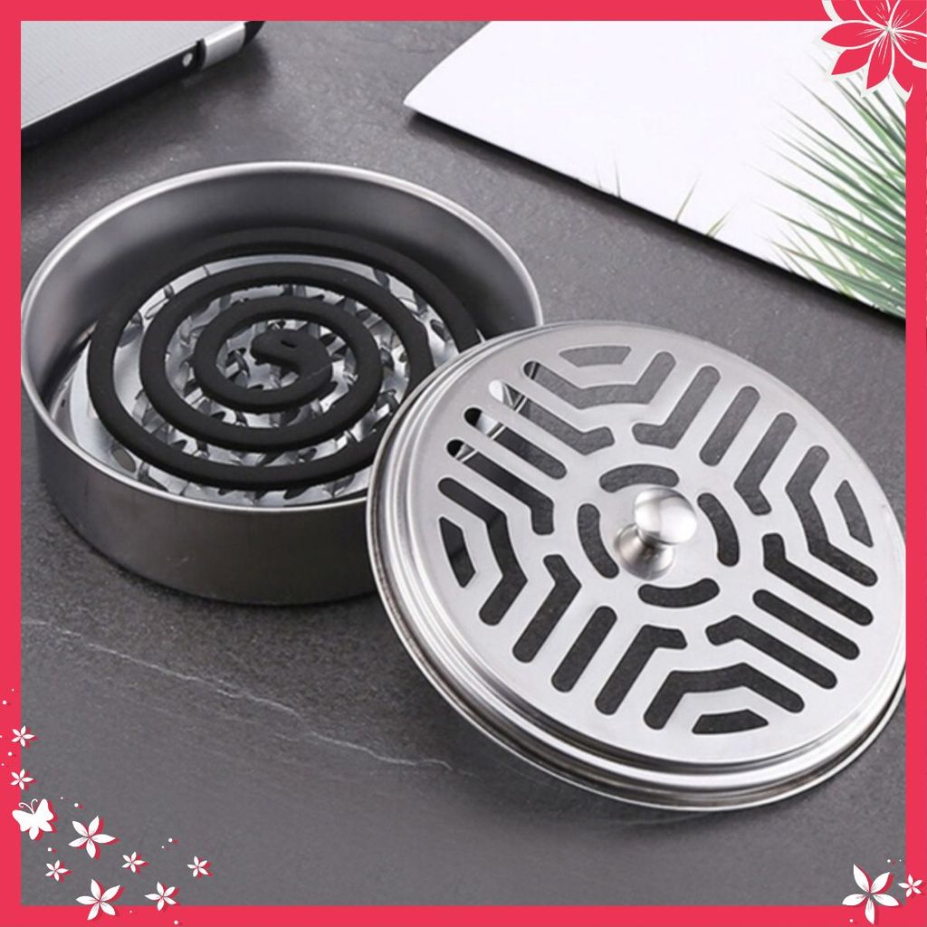 KHAY ĐỰNG NHANG MUỖI - Hộp Đựng Nhang Muỗi Inox Có NắP ĐậY-Khay Nhang Muỗi ThéP Không Gỉ Để Nhang Mu