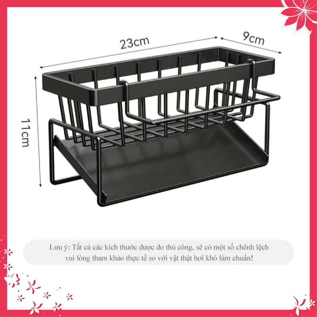 Kệ Đựng Đồ Rửa Chén Bát- Giá Để Giẻ Rửa Chén Trên Bồn Có Khay Hứng Nước Nghiêng - GIÁ ĐỰNG GIẺ RỬA B