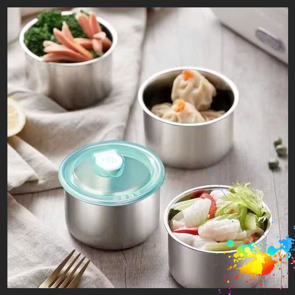 Hộp Đựng Thực Phẩm Tròn Inox 304 Không Gỉ Có Nắp Đậy Bảo Quản Thực Phẩm Tiện Lợi - HỘP ĐỰNG ĐỒ ĂN: H