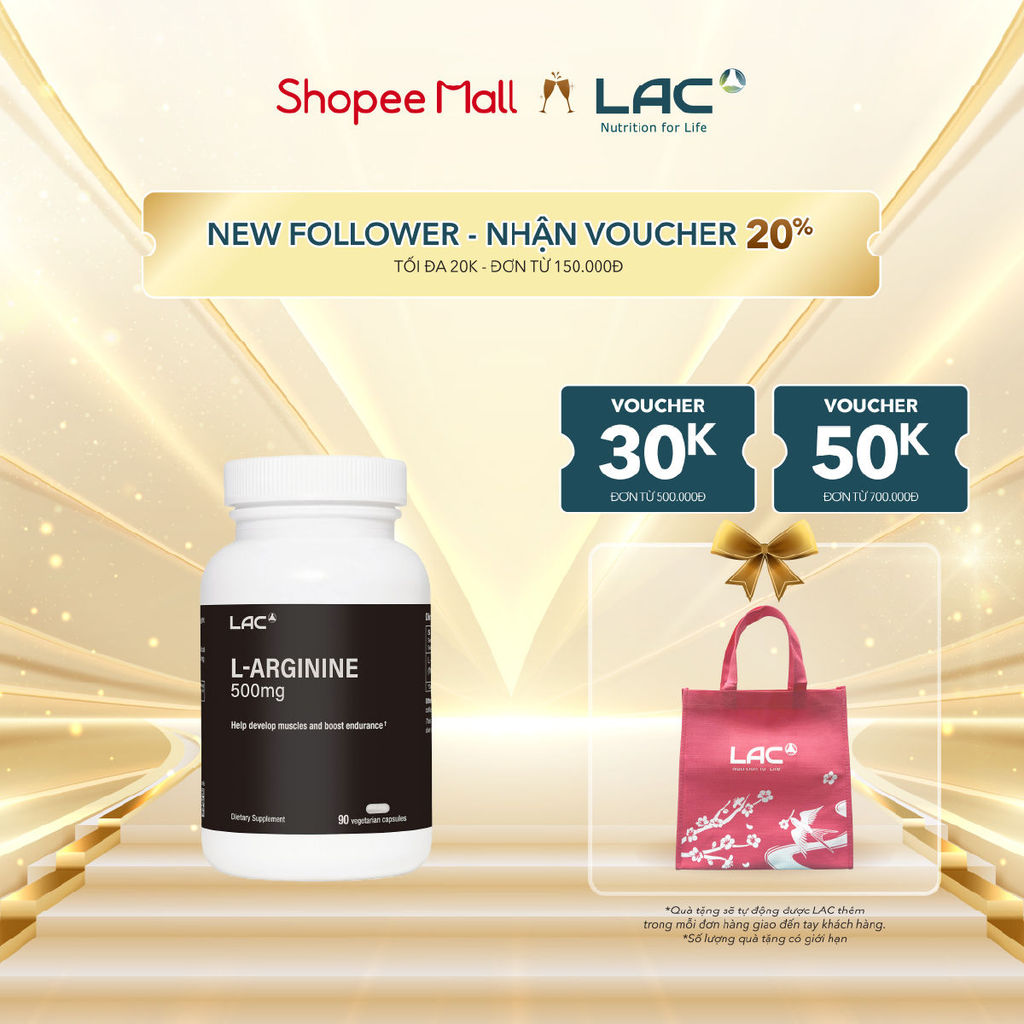 Viên uống tăng cường sức bền và hiệu suất tập luyện dành cho nam giới LAC Men's L-Arginine 500mg (90