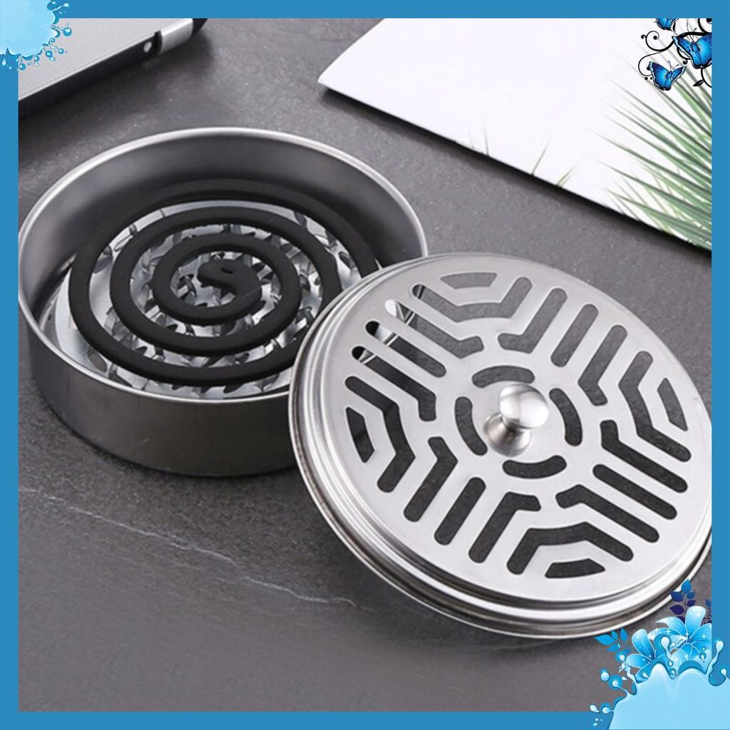 KHAY ĐỰNG NHANG MUỖI - Hộp Đựng Nhang Muỗi Inox Có NắP ĐậY-Khay Nhang Muỗi ThéP Không Gỉ Để Nhang Mu