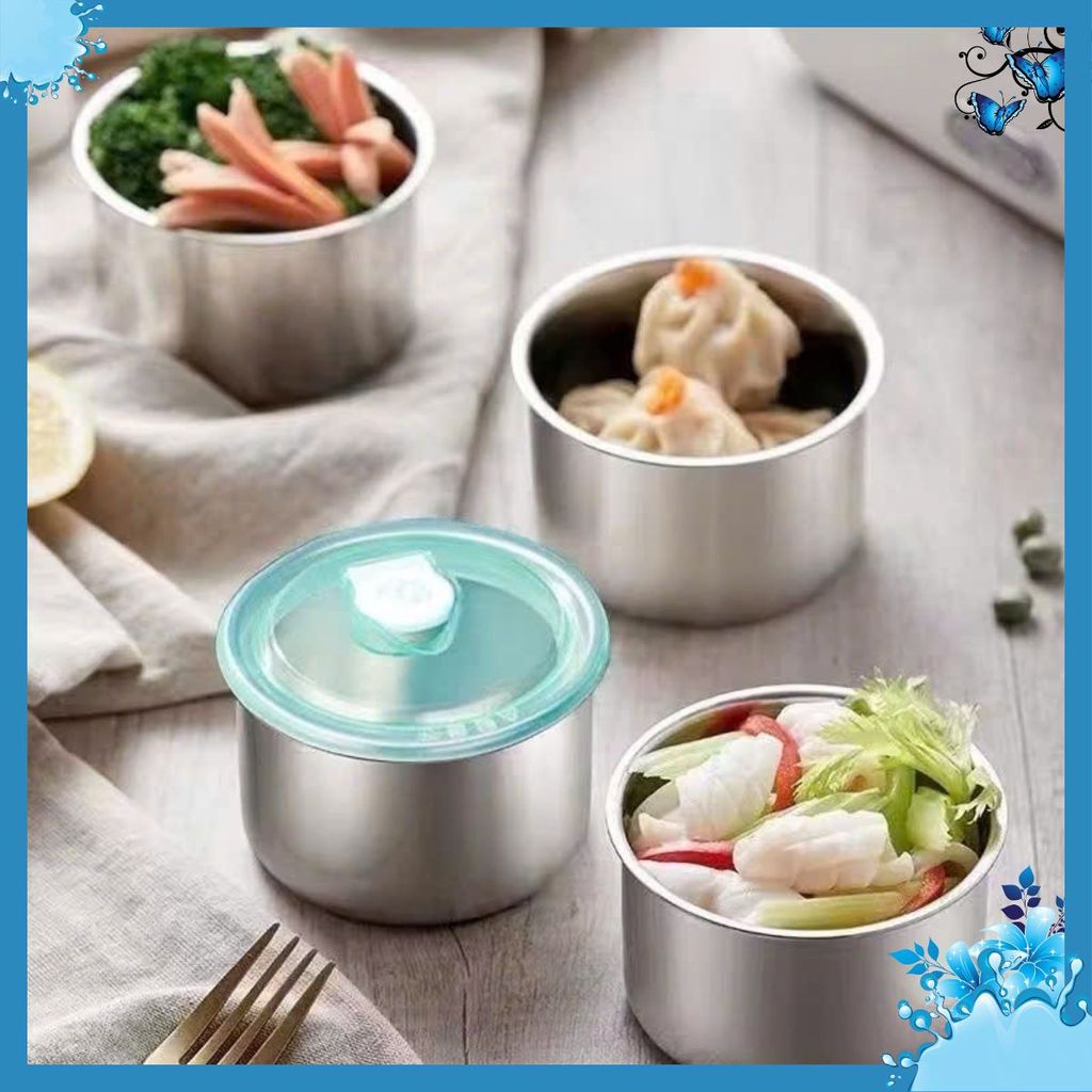 Hộp Đựng Thực Phẩm Tròn Inox 304 Không Gỉ Có Nắp Đậy Bảo Quản Thực Phẩm Tiện Lợi - HỘP ĐỰNG ĐỒ ĂN: H