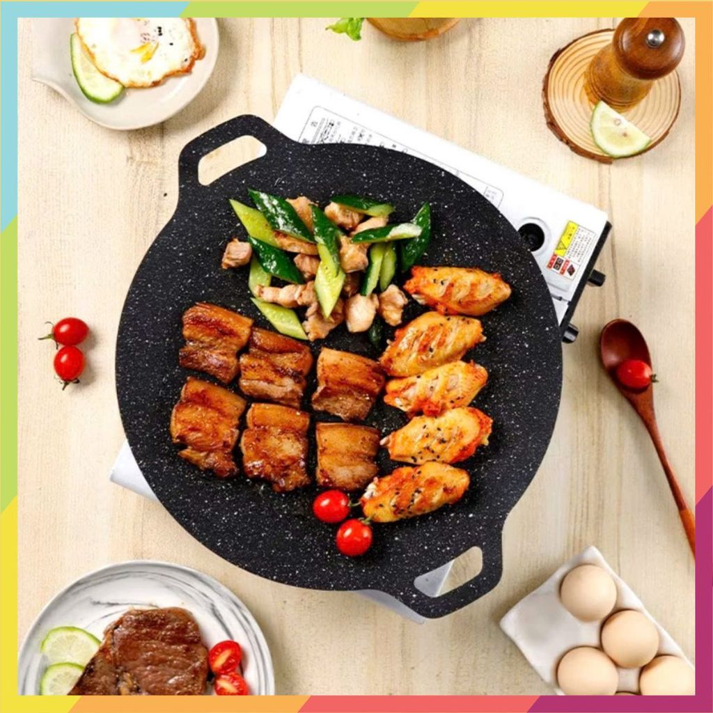 CHẢO GANG SIZE 34 - Chảo đá nướng đá chảo chống dính size 34 cm chảo đá chống dính hàn quốc chao đa 