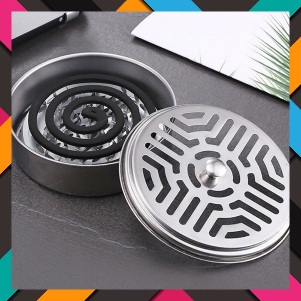KHAY ĐỰNG NHANG MUỖI - Hộp Đựng Nhang Muỗi Inox Có NắP ĐậY-Khay Nhang Muỗi ThéP Không Gỉ Để Nhang Mu