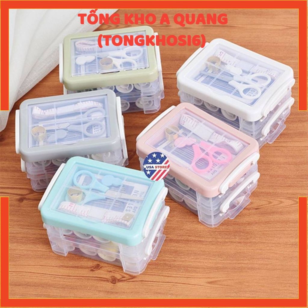 Hộp Kim Chỉ Đa Năng, Hộp Kim Chỉ May Vá, Hộp Kim Chỉ 3 Tầng Tiện Dụng, Nhỏ Gọn, Bộ Kim Chỉ May Vá