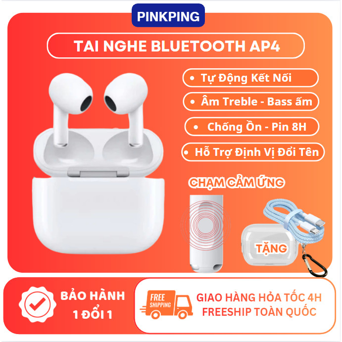 Tai Nghe Bluetooth AP4, Tai không dây pin trâu bản 8h Chống Ồn Chủ Động ANC Chất âm tuyệt vời, công 