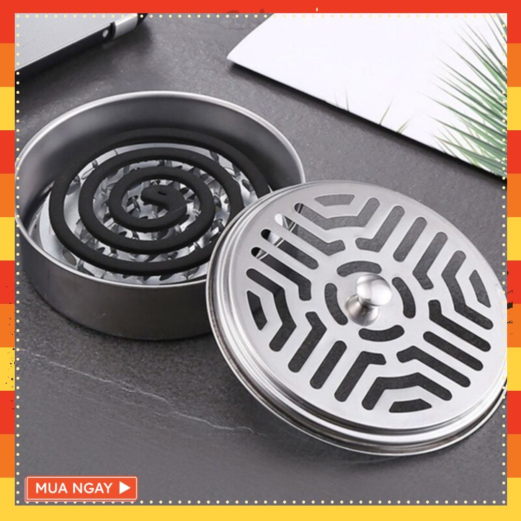 KHAY ĐỰNG NHANG MUỖI - Hộp Đựng Nhang Muỗi Inox Có NắP ĐậY-Khay Nhang Muỗi ThéP Không Gỉ Để Nhang Mu