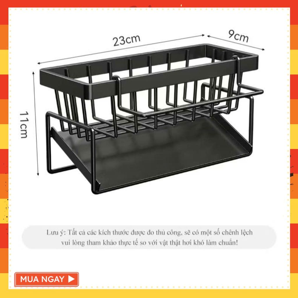 Kệ Đựng Đồ Rửa Chén Bát- Giá Để Giẻ Rửa Chén Trên Bồn Có Khay Hứng Nước Nghiêng - GIÁ ĐỰNG GIẺ RỬA B
