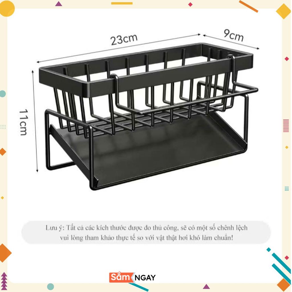 Kệ Đựng Đồ Rửa Chén Bát- Giá Để Giẻ Rửa Chén Trên Bồn Có Khay Hứng Nước Nghiêng - GIÁ ĐỰNG GIẺ RỬA B