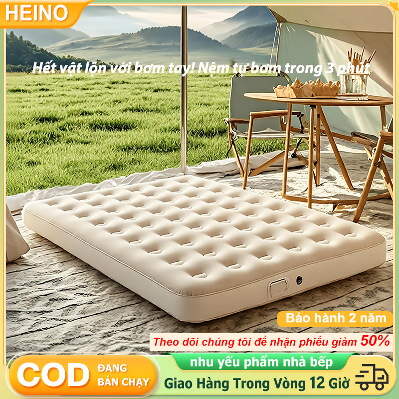 HEINO Nệm Hơi Điện Du Lịch Gọn Nhẹ Chống Thấm Bơm Xả Hơi Nhanh Bền Chắc Cho Cắm Trại Tặng Túi Đựng | BigBuy360 - bigbuy360.vn