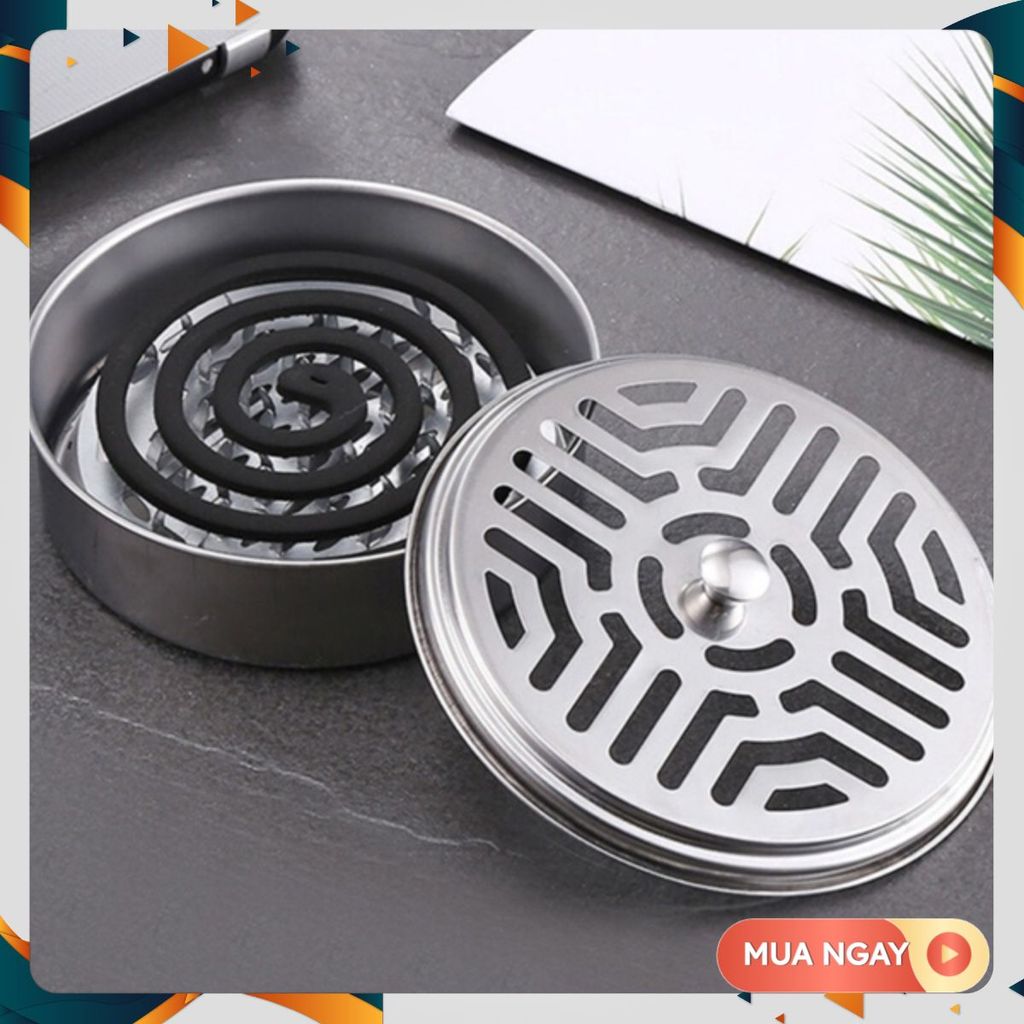 KHAY ĐỰNG NHANG MUỖI - Hộp Đựng Nhang Muỗi Inox Có NắP ĐậY-Khay Nhang Muỗi ThéP Không Gỉ Để Nhang Mu