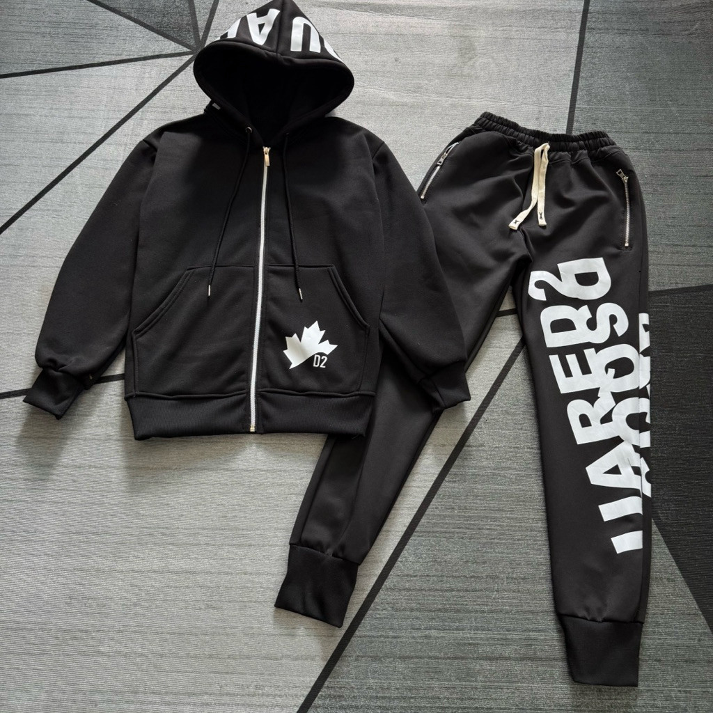 ÁO KHOÁC HOODIE D2 LÁ PHONG CHẤT NỈ BÔNG CHỮ IN MŨ 2 LỚP. SET BỘ ÁO KHOÁC LÁ PHONG+QUẦN D2 KHOÁ HOT 