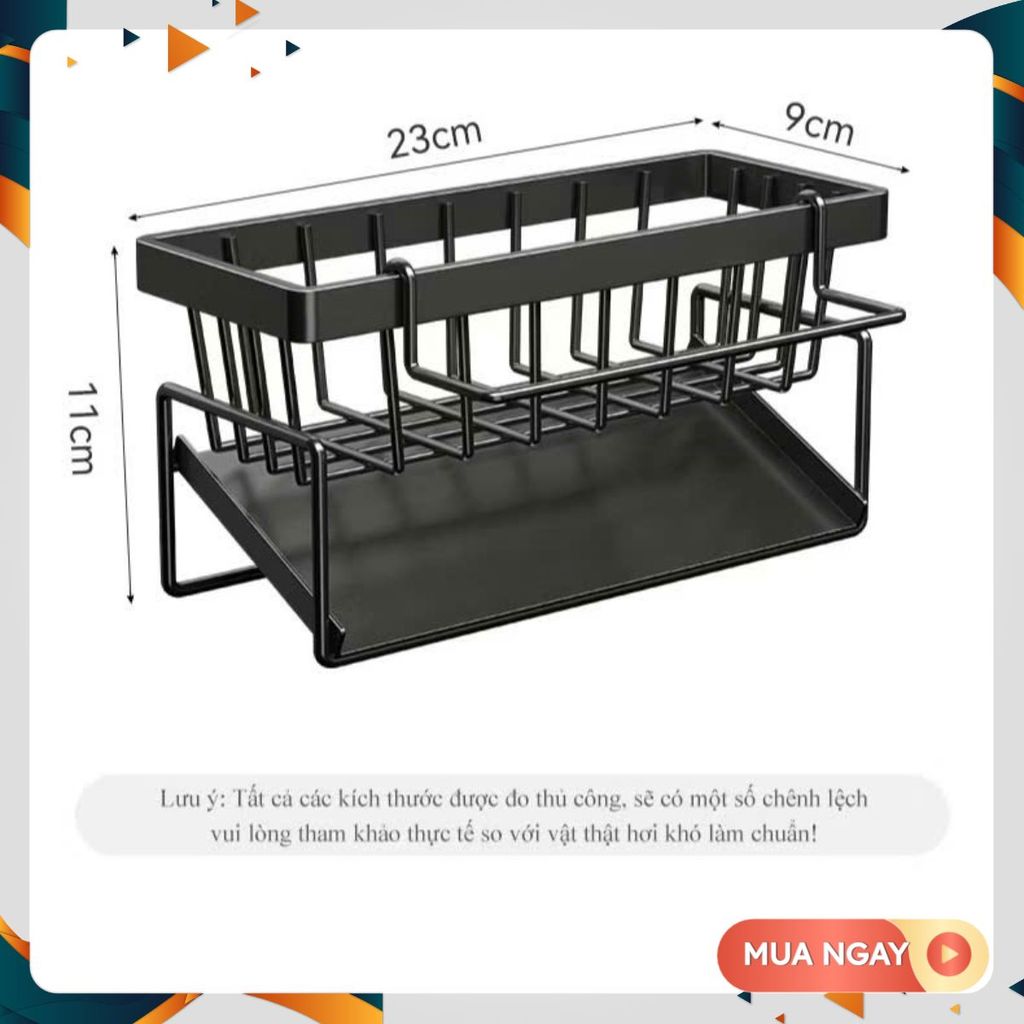 Kệ Đựng Đồ Rửa Chén Bát- Giá Để Giẻ Rửa Chén Trên Bồn Có Khay Hứng Nước Nghiêng - GIÁ ĐỰNG GIẺ RỬA B
