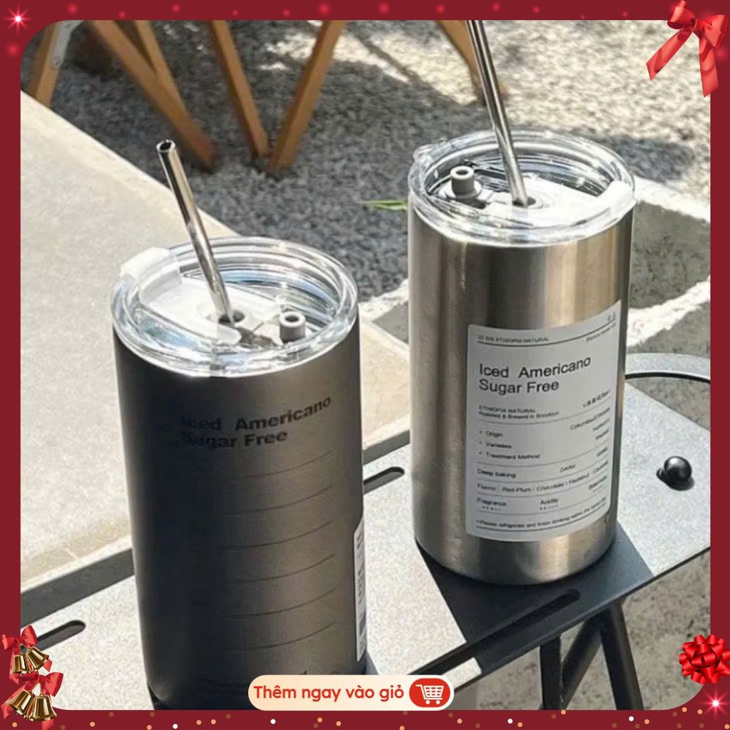 BÌNH NƯỚC LATTE 650ML- Ly Giữ Nhiệt Americano 650ML Inox 304 Kèm Ống Hút- BINHGIUNHIET