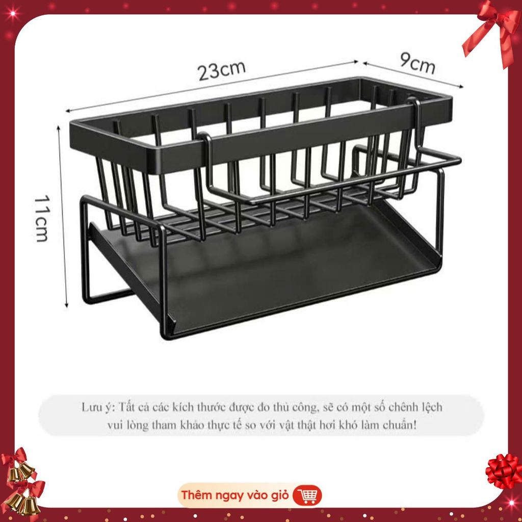 Kệ Đựng Đồ Rửa Chén Bát- Giá Để Giẻ Rửa Chén Trên Bồn Có Khay Hứng Nước Nghiêng - GIÁ ĐỰNG GIẺ RỬA B