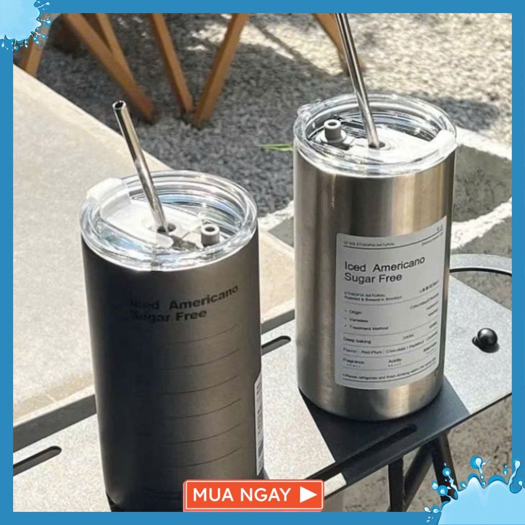 BÌNH NƯỚC LATTE 650ML- Ly Giữ Nhiệt Americano 650ML Inox 304 Kèm Ống Hút- BINHGIUNHIET
