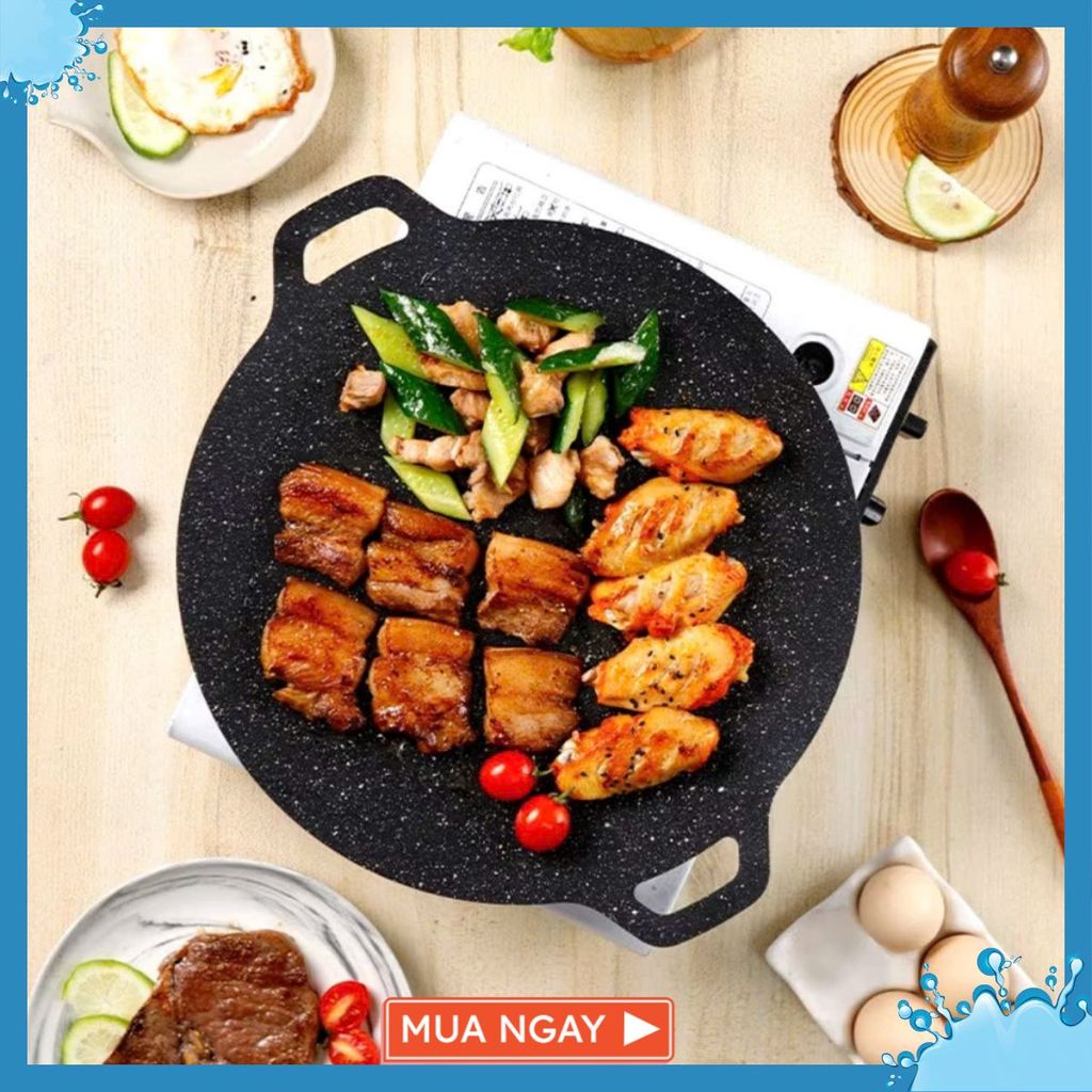 CHẢO GANG SIZE 34 - Chảo đá nướng đá chảo chống dính size 34 cm chảo đá chống dính hàn quốc chao đa 