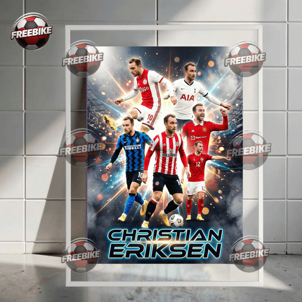 POSTER CHRISTIAN ERIKSEN KHUNG BẰNG KÍNH PHA LÊ CAO CẤP MẪU 1