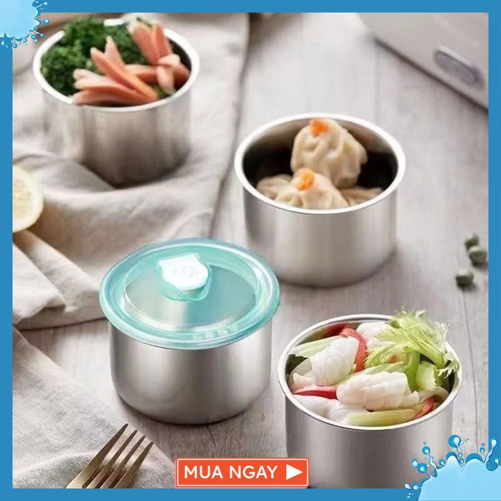 Hộp Đựng Thực Phẩm Tròn Inox 304 Không Gỉ Có Nắp Đậy Bảo Quản Thực Phẩm Tiện Lợi - HỘP ĐỰNG ĐỒ ĂN: H