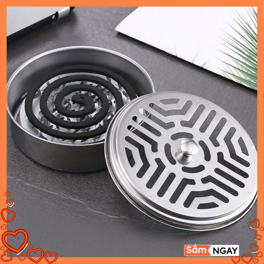 KHAY ĐỰNG NHANG MUỖI - Hộp Đựng Nhang Muỗi Inox Có NắP ĐậY-Khay Nhang Muỗi ThéP Không Gỉ Để Nhang Mu