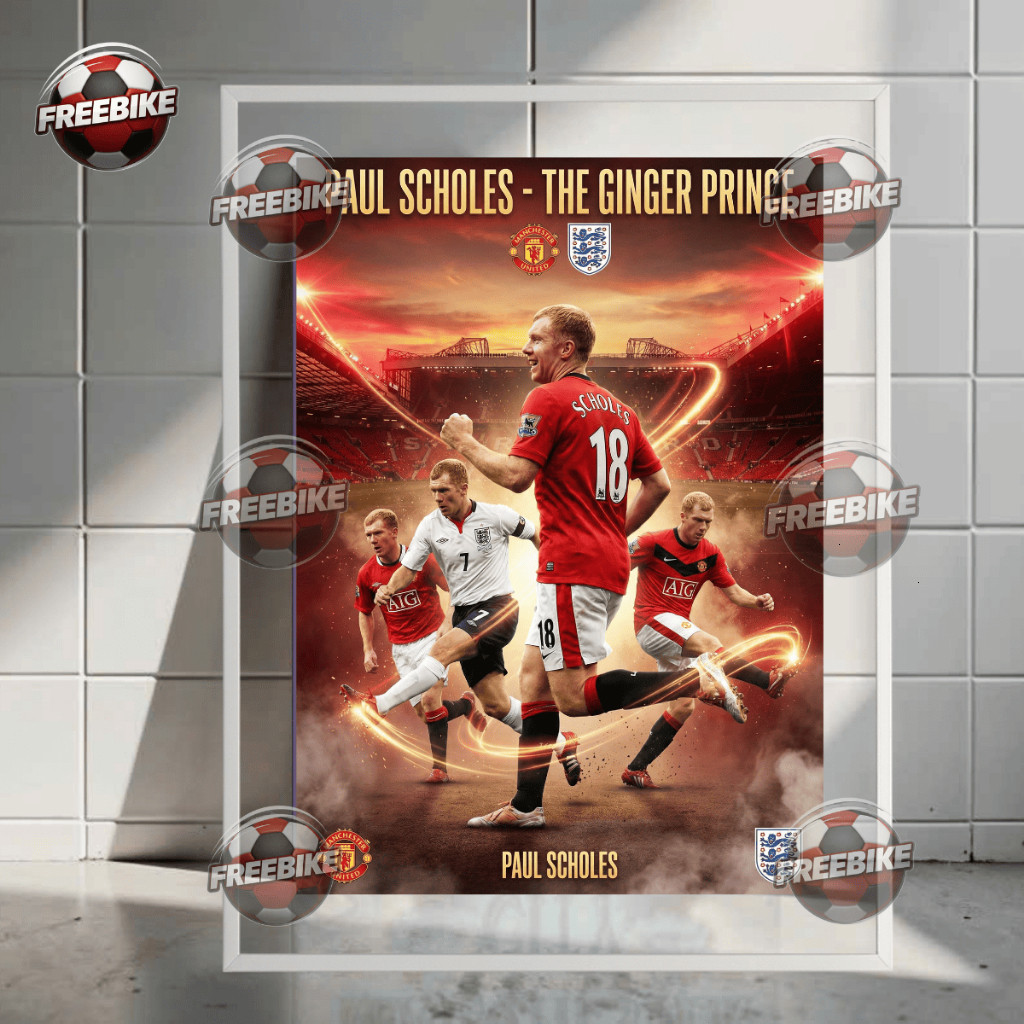 POSTER PAUL SCHOLES KHUNG BẰNG KÍNH PHA LÊ CAO CẤP MẪU 2
