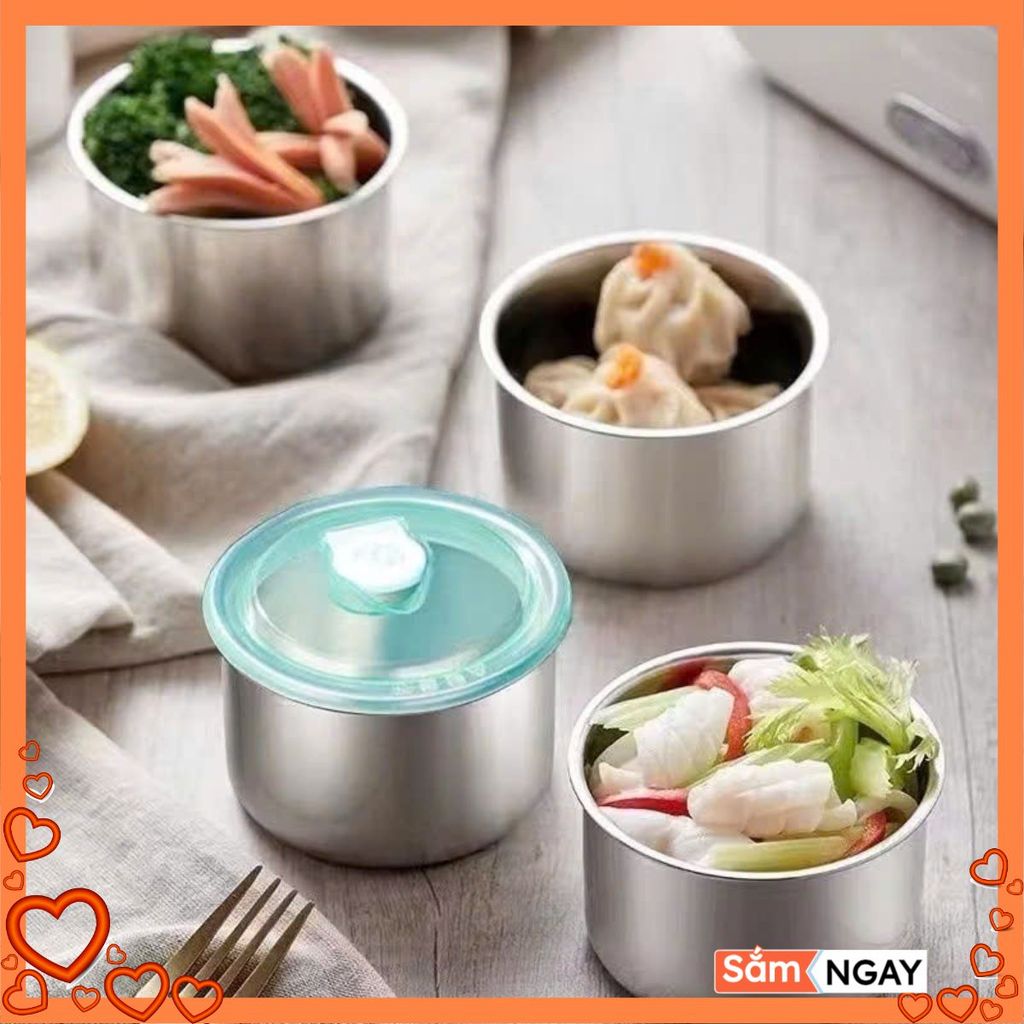 Hộp Đựng Thực Phẩm Tròn Inox 304 Không Gỉ Có Nắp Đậy Bảo Quản Thực Phẩm Tiện Lợi - HỘP ĐỰNG ĐỒ ĂN: H
