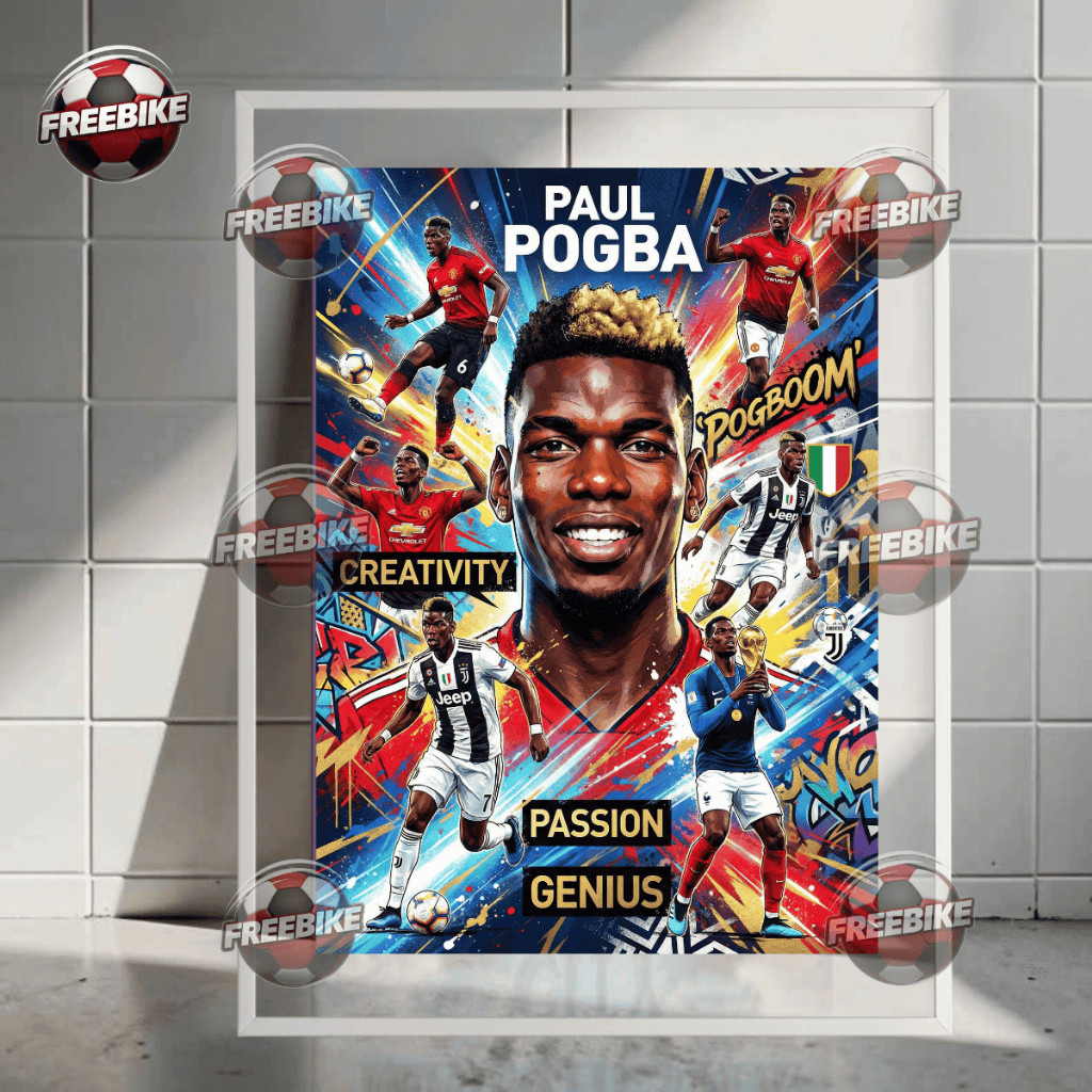 POSTER PAUL POGBA KHUNG BẰNG KÍNH PHA LÊ CAO CẤP MẪU 2