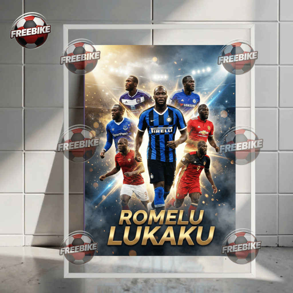 POSTER ROMELU LUKAKU KHUNG BẰNG KÍNH PHA LÊ CAO CẤP