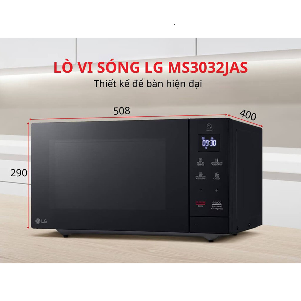[CHÍNH HÃNG] Lò Vi Sóng LG MS3032JAS dung tích 30L - Màu đen