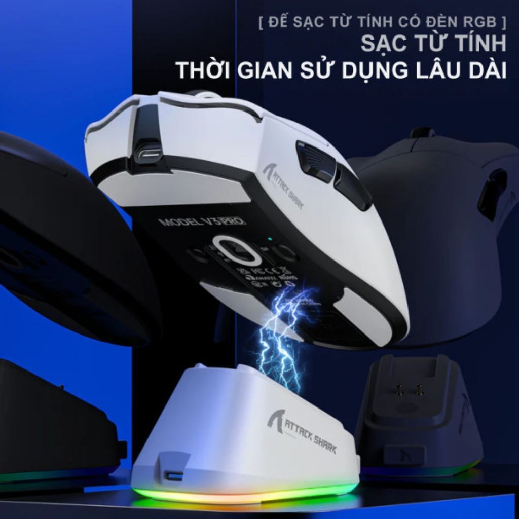CHUỘT ATTACK SHARK V3 PRO MULTI MODES WHITE (PAW3311/65G) | BigBuy360 - bigbuy360.vn