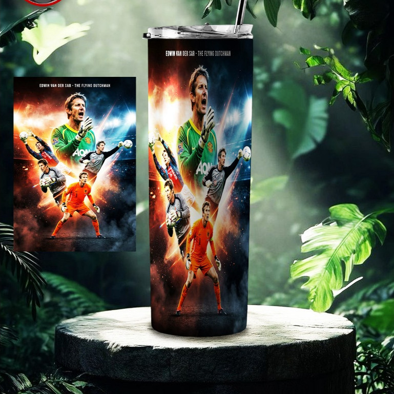 LY GIỮ NHIỆT QUÀ TẶNG HÀNG CAO CẤP BẰNG THÉP KO RỈ IN HÌNH EDWIN VAN DER SAR MẪU 2