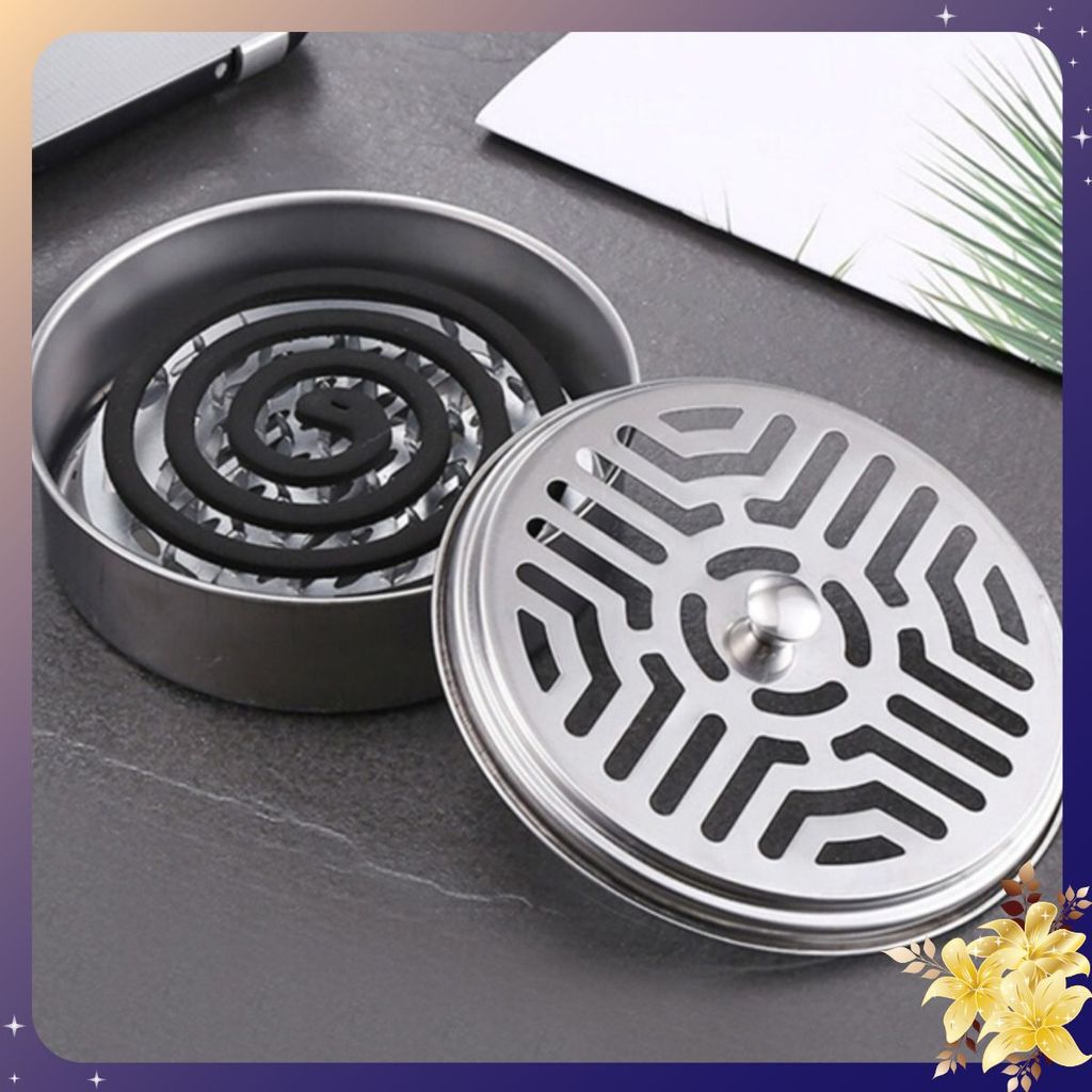 KHAY ĐỰNG NHANG MUỖI - Hộp Đựng Nhang Muỗi Inox Có NắP ĐậY-Khay Nhang Muỗi ThéP Không Gỉ Để Nhang Mu