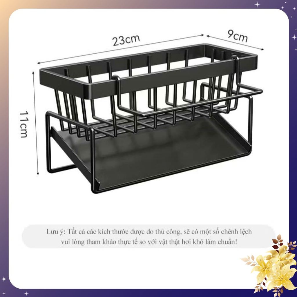 Kệ Đựng Đồ Rửa Chén Bát- Giá Để Giẻ Rửa Chén Trên Bồn Có Khay Hứng Nước Nghiêng - GIÁ ĐỰNG GIẺ RỬA B