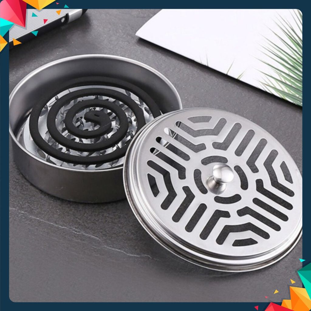 KHAY ĐỰNG NHANG MUỖI - Hộp Đựng Nhang Muỗi Inox Có NắP ĐậY-Khay Nhang Muỗi ThéP Không Gỉ Để Nhang Mu