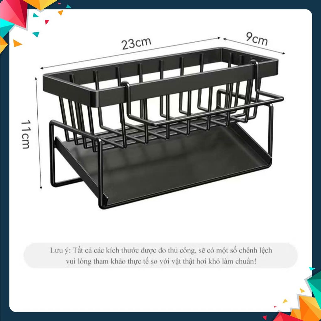 Kệ Đựng Đồ Rửa Chén Bát- Giá Để Giẻ Rửa Chén Trên Bồn Có Khay Hứng Nước Nghiêng - GIÁ ĐỰNG GIẺ RỬA B