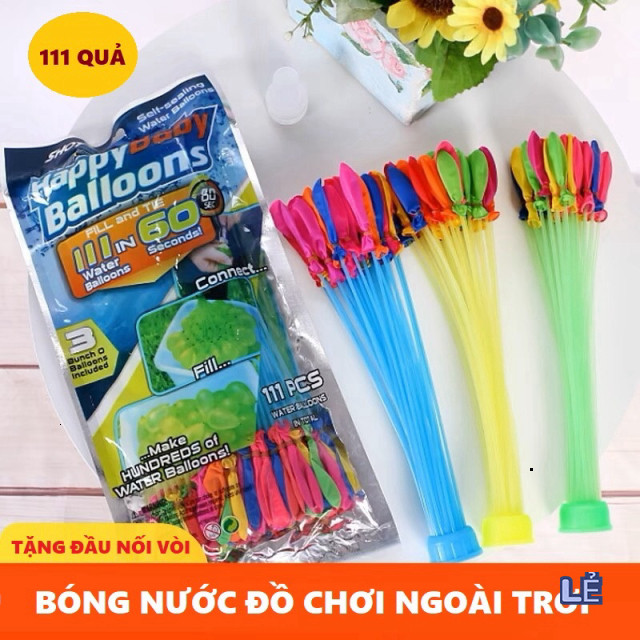 Bộ 111 Bóng Nước Happy Baby Balloons - Bóng Bay Nước Gắn Sẵn Đầu Nối Vòi