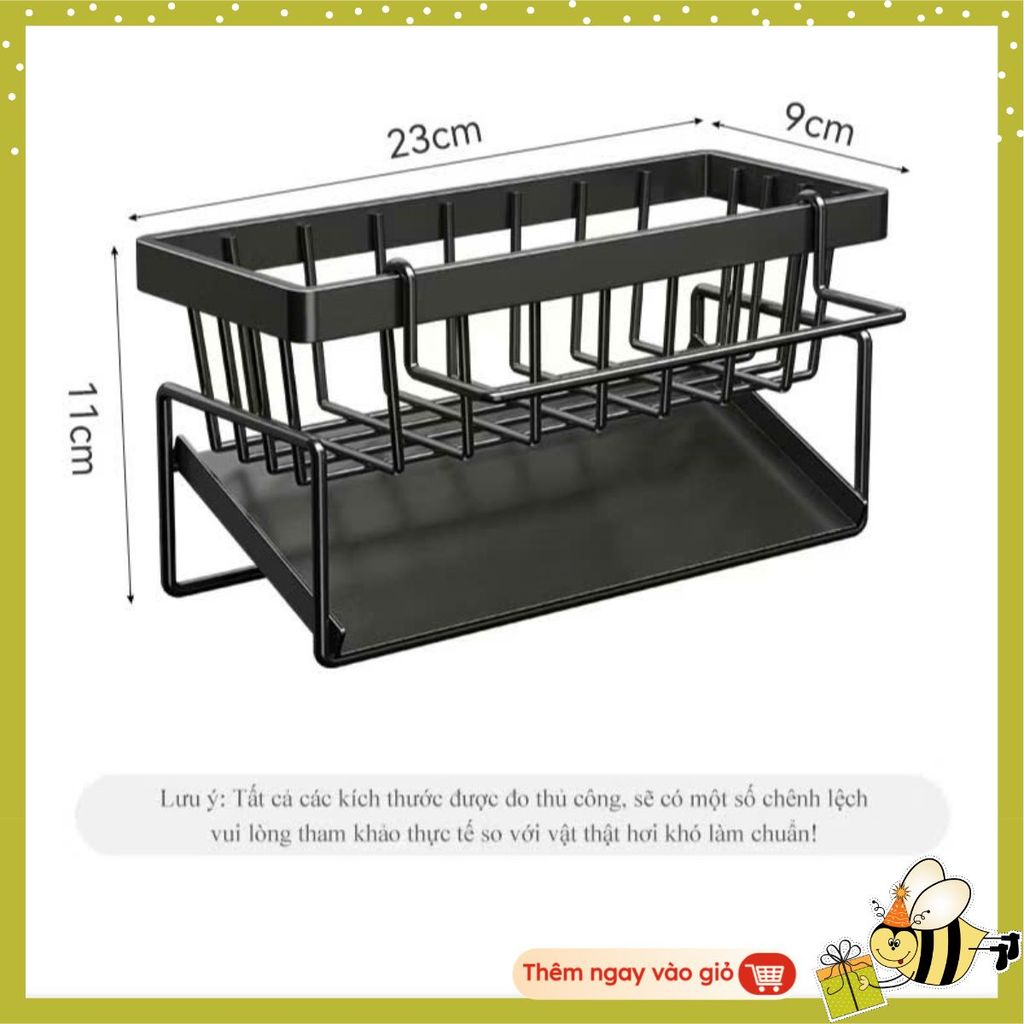 Kệ Đựng Đồ Rửa Chén Bát- Giá Để Giẻ Rửa Chén Trên Bồn Có Khay Hứng Nước Nghiêng - GIÁ ĐỰNG GIẺ RỬA B